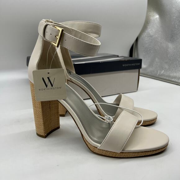 Worthington Womens Lynch Heeled Sandals Ivory Size 11M - Picture 3 of 11